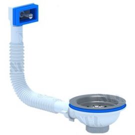 Aniplast Discharge 40mm White/Chrome/Blue (83468) | Siphons for sinks | prof.lv Viss Online