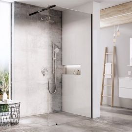 Ravak Walk In Wall 60cm Shower Wall Transparent Black (without installation kit W-SET) (GW9W00300Z1) | Shower doors and walls | prof.lv Viss Online