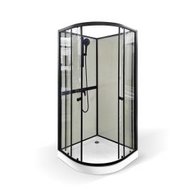 Gotland Krista 90x90x200cm Shower Cabin SW909, Back White, Transparent Glass, Black Profiles, Low Tray, Without Roof, 44153 | Showers | prof.lv Viss Online