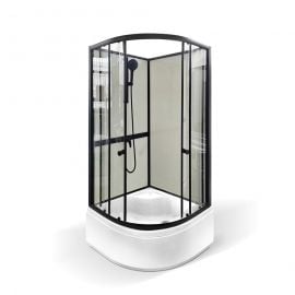 Gotland Svea 80x80cm H=200cm Shower Cabin SW909h, White Back, Translucent Glass, Black Profile, High Shelf, Without Roof, 441540 | Shower cabines | prof.lv Viss Online