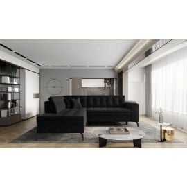 Stūra Dīvāns Izvelkams Eltap Lanvin Velvetmat 210x260x93cm, Melns (CO-LAN-LT-10VE) | Stūra dīvāni | prof.lv Viss Online