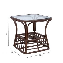 Журнальный столик Home4You Retirio из стекла, 58,5x58,5x55 см, дуб (42064) | Стеклянные столы | prof.lv Viss Online