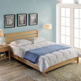 Двуспальная кровать Home4You Chamba 160x200 см с матрасом, коричневая (K871711) | Деревянные кровати | prof.lv Viss Online