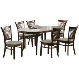 Home4you Joy Dining Room Set Table + 6 Chairs, Brown/Grey (K20841) | Dining room sets | prof.lv Viss Online
