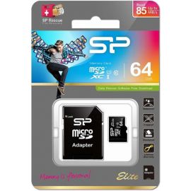 Micro SD-карта памяти Silicon Power SP064GBSTXBU1V10SP 64 ГБ с адаптером SD, черная | Карты памяти | prof.lv Viss Online