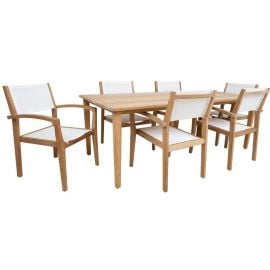 Столовая группа Home4You Maldive: стол + 6 стульев, дерево/белый (K13604) | Наборы для столовой | prof.lv Viss Online