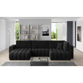 Stūra Dīvāns Izvelkams Eltap Bonito Velvetmat 175x350x92cm, Melns (CO-BON-LT-10VE) | Stūra dīvāni | prof.lv Viss Online
