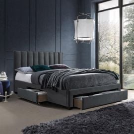 Home4You Grace Double Bed 160x200cm, With Mattress, Dark Grey (K288672) | Double beds | prof.lv Viss Online