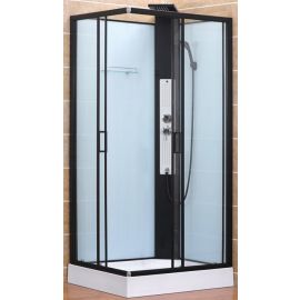 Vento Bergamo 100x80cm H=218cm ZS-9811 Square Shower Cabin with Tray Black (44503) | Shower cabines | prof.lv Viss Online