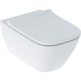 Geberit Smyle Square Rimfree Toilet Bowl with Horizontal (90°) Outlet and Seat, White (500.683.00.2) | Geberit | prof.lv Viss Online