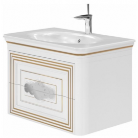 Vento Treviso 80 Тумба под раковину без раковины Белый/Золото (48975) | Мебель для ванной | prof.lv Viss Online