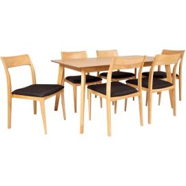 Home4you Lena Dining Room Set Table + 6 Chairs, Oak/Grey (K74433) | Dining room sets | prof.lv Viss Online