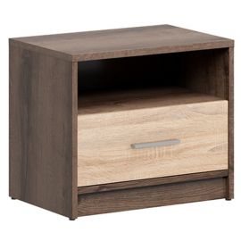 Black Red White Nepo Plus Nightstand, 34x49.5x42.5cm, Dark Oak/Light Oak | Bedside tables | prof.lv Viss Online