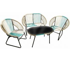 Dārza Mēbeļu Komplekts Besk, Galds + dīvāns + 2 krēsli, Melns/Zils/Bēšs (148862) | Outdoor furniture sets | prof.lv Viss Online