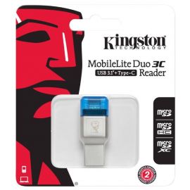 Kingston MobileLite Duo 3C Внешний считыватель карт памяти USB-C, серебристый | Считыватели карт памяти | prof.lv Viss Online