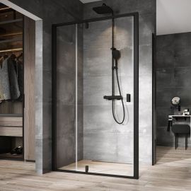 Ravak Nexty 90cm NPSS-90 Shower Wall Transparent Black (90O70300Z1) | Shower doors and walls | prof.lv Viss Online