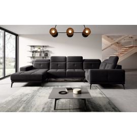 Eltap Neviro Velvetmat Corner Sofa 201x350x77cm, Black (CO-NEV-RT-10VE) | Corner couches | prof.lv Viss Online