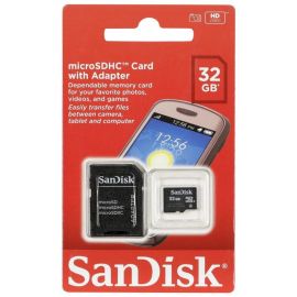 Карта памяти SanDisk SDSDQM-032G-B35A Micro SD 32 ГБ с адаптером SD, черная | Карты памяти | prof.lv Viss Online
