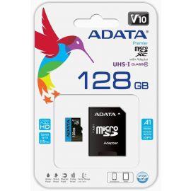 Adata Premier Micro SD Memory Card 128GB, 85MB/s, With SD Adapter Black/Blue | Data carriers | prof.lv Viss Online