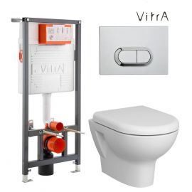 Vitra Zentrum Complete Set, Installation Frame, Rim-ex Built-in Toilet Bowl, With Soft Close Seat, White 139016B0037201 | Vitra | prof.lv Viss Online