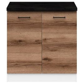 Black Red White Junona Line Bottom Cabinet 80x47x85.2cm Dark Oak (K24-D2D/80/82-BI/DDC/LMC) | Kitchen furniture | prof.lv Viss Online
