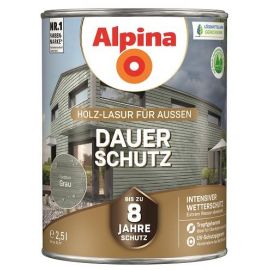 Koka Struktūru Akcentējoša Lazūra Alpina Dauer-Schutz Lasur Pelēka | Wood treatment | prof.lv Viss Online