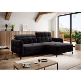 Eltap Lorelle MatVelvet Corner Pull-Out Sofa 160x225x105cm, Black (Lore_09) | Sofas | prof.lv Viss Online