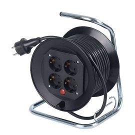 Schwabe Extension Cord Reel 190mm with 4 Sockets 10m (3x1.5 H05VV-F) | Extension Cable Reel | prof.lv Viss Online
