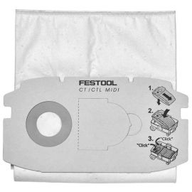 Festool SC FIS-CT MIDI/5 SelfClean Dust Extractor Filter Bags, 5pcs (498411) | Construction vacuum cleaner accessories | prof.lv Viss Online