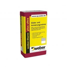 Weber Therm Plus Ultra Cementa java ar šķiedrām siltumizolācijas līmēšanai un armēšanai, 30 kg