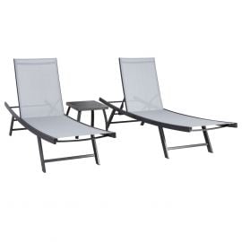 Home4You Garden Furniture Set ARIO - 2 Sun Loungers 58x190xH40/90cm and Table, Grey (13234) | Sun loungers | prof.lv Viss Online