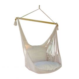 Home4You Garden Swing Chair LAZY 130x127cm, Cotton, White (20630) | Hanging swing chairs | prof.lv Viss Online