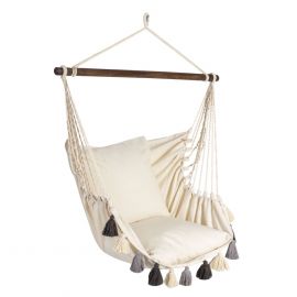Home4You Garden Swing Chair TASSELS 130x127cm, cotton, white (20643) | Hanging swing chairs | prof.lv Viss Online