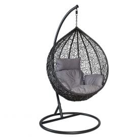 Home4You Garden Swing Chair DROPLET 125x125xH200cm, Plastic Wicker, Grey (28018) | Hanging swing chairs | prof.lv Viss Online