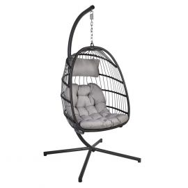 Home4You Garden Swing Chair YOYO 100x95/110xH196cm, Plastic Wicker, Grey (28072) | Hanging swing chairs | prof.lv Viss Online