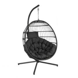 Home4You Garden Swing Chair WELS 95x95x198cm, Plastic Wicker, Grey (28071) | Hanging swing chairs | prof.lv Viss Online
