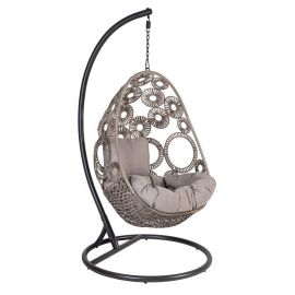 Home4You Garden Swing Chair RONDO 105x105xH194cm, Plastic Wicker, Beige (28063) | Hanging swing chairs | prof.lv Viss Online