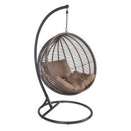 Home4You Garden Swing Chair GLOB 105x105xH190cm, Plastic Wicker, Brown (28064) | Hanging swing chairs | prof.lv Viss Online