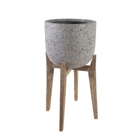 Home4You Flower Pot with Legs Sandstone 42x42xH64,5cm, Composite Stone, Grey (71852) | Flower pots | prof.lv Viss Online