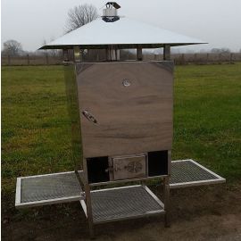 Smoked Meat Smokehouse - Dryer with Heat Insulation, Roof and Shelves 200L, 120x80x195cm, Stainless Steel | Garden barbecues | prof.lv Viss Online