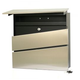 Glori Non-Rusting Steel Mailbox PD970-01 40x40cm, Black/Stainless Steel (GLRP970-01) | Mailboxes | prof.lv Viss Online