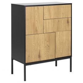 Home4You Seaford Chest of Drawers, 80x40x103cm, Black, Natural (AC83431) | Commodes | prof.lv Viss Online