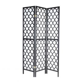Home4You Wardrobe ORIENTAL 130.5x2xH179cm, 3 parts, solid pine, black (13952) | Folding screens and room dividers | prof.lv Viss Online