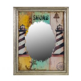 Home4You Mirror LIGHTHOUSE 47x39x2cm, antique silver, wood, lighthouse (76144) | Mirrors | prof.lv Viss Online