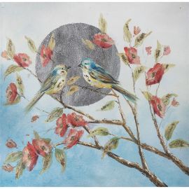 Картина маслом Home4You 60x60 см, птицы на ветке, синий (87009) | Картины | prof.lv Viss Online