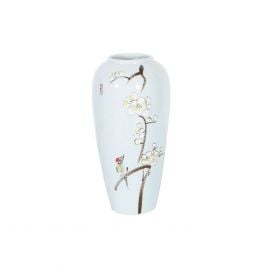 Home4You YOKO Vase D16xH28cm, ceramic, light blue, cherry blossoms (84412) | Interior items | prof.lv Viss Online