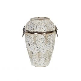 Home4You LEON Vase D20xH28cm, ceramic, antique-white, ornaments - lion head (84414) | Vases | prof.lv Viss Online