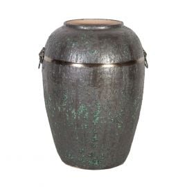 Home4You LEON Vase H44cm, ceramic, antique-green, ornaments - lion head (84415) | Vases | prof.lv Viss Online