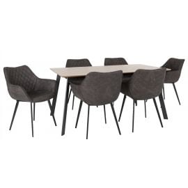 Столовая Helena, комплект: стол + 6 стульев, 160x90x75 см, серый (K200772) | Наборы для столовой | prof.lv Viss Online
