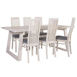 Home4You Oxford Dining Room Set, Table + 6 Chairs, 200x100x75cm, Grey (K18131) | Dining room sets | prof.lv Viss Online